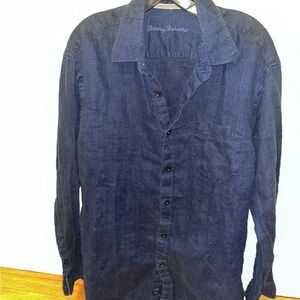 Tommy Bahama Blue linen button down shirt size L